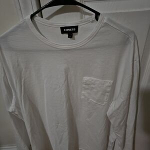 Express Men's White Long Sleeve Shirt